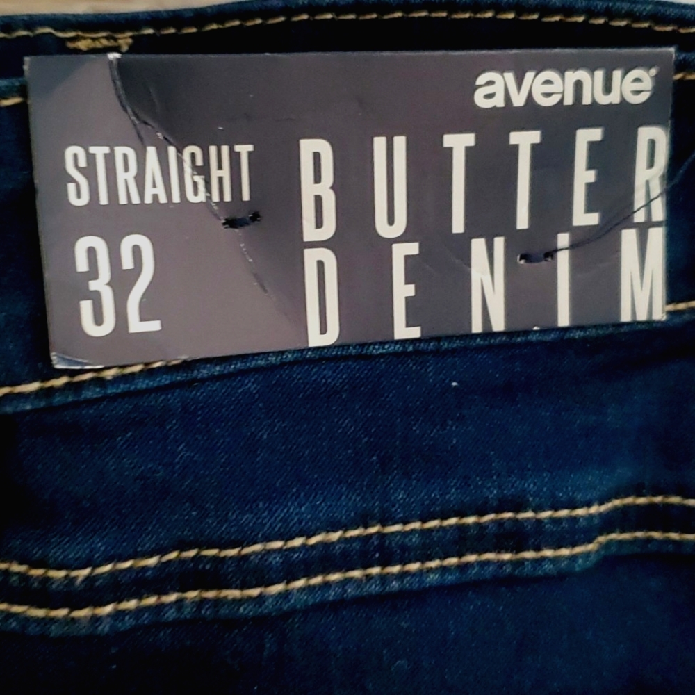 Avenue Denim dark wash straight leg jeans